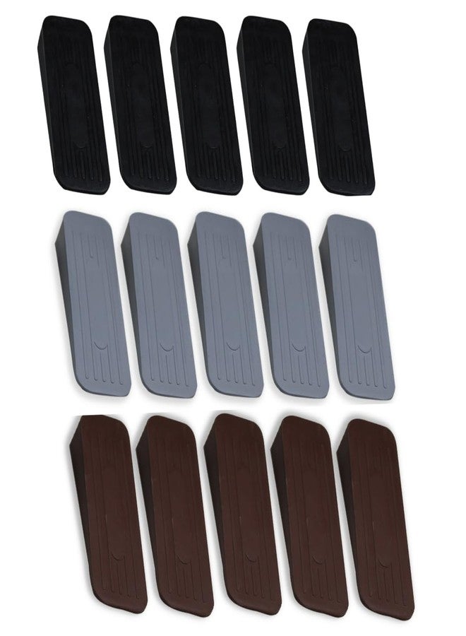 ALP Heavy Duty Anti Slip Rubber Door Stoppers with Doors Powerful Gripping Work of Any Surface for Home, Offices, Warehouses & Classrooms Door Bottom Seal (5 Brown, 5 Black & 5 Grey Door Stopper) - Image 1